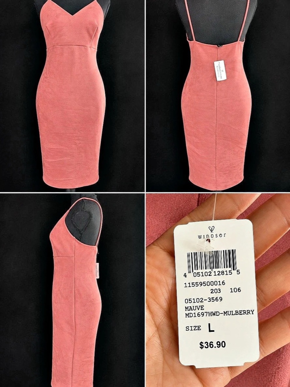 Windsor Mauve Midi Dress – Size L – NWT